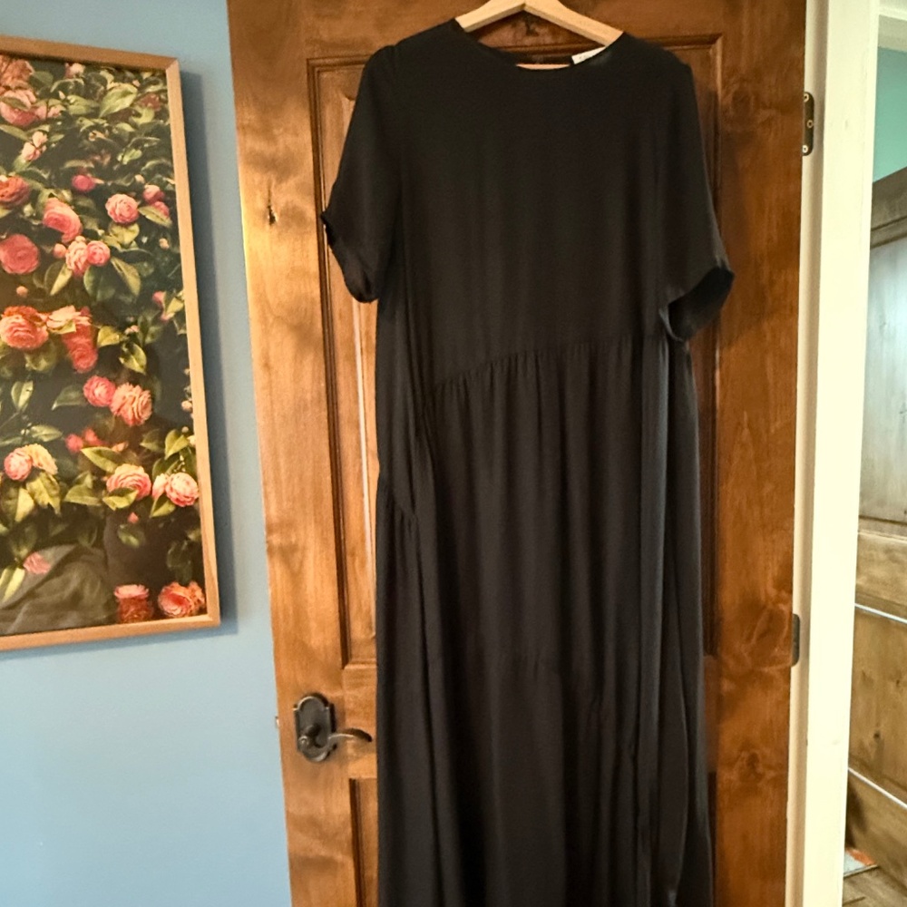 Collina Strada Black Sheer Flowy Dress - L